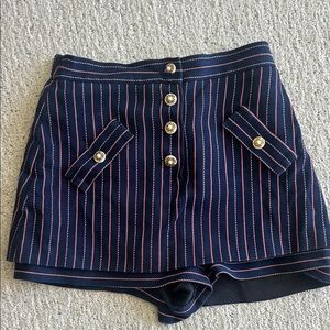 Maje Navy and Gold Button High Waist Shorts